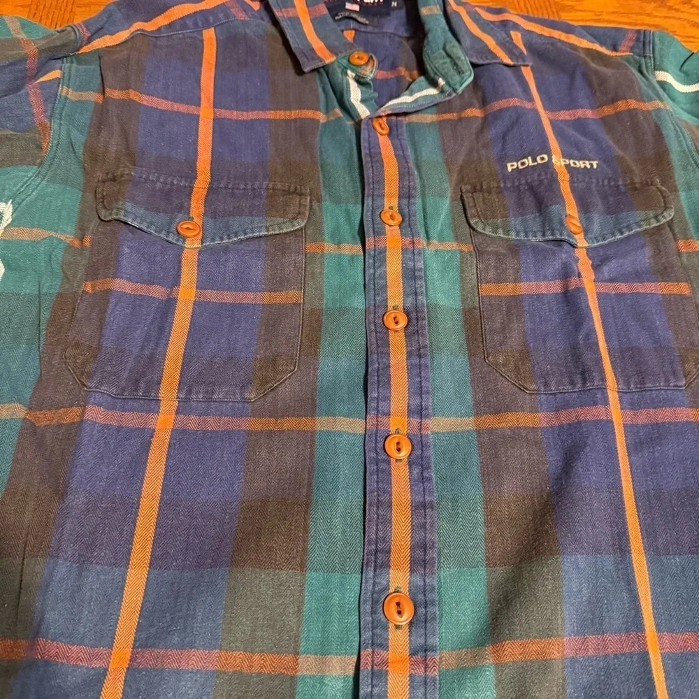 VTG Polo Ralph Lauren Plaid Long Sleeve Button Up Shirt Sz M Y2K 90s Style